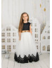 Black And Ivory Satin Tulle Flower Girl Dress